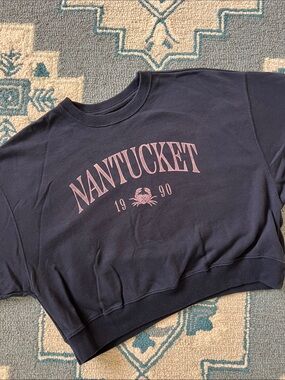 Hollister Nantucket Navy Sweatshirt with Pink Logo